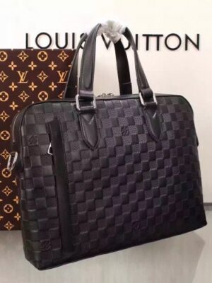 Louis Vuitton Replica STUDIO BRIEFCASE Damier Infini cowhide leather N41490 Onyx (75404)