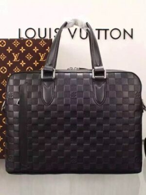 Louis Vuitton Replica STUDIO BRIEFCASE Damier Infini cowhide leather N41490 Onyx (75404)