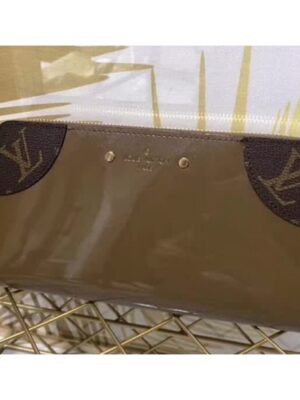 Louis Vuitton Replica Sarah Monogram Vernis Leather Zip Around Wallet Taupe 2018