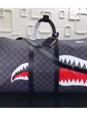 Louis Vuitton Replica Shark Damier Graphite Canvas Keepall Bandouliere 55 M54169