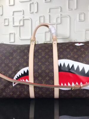 Louis Vuitton Replica Shark Monogram Canvas Keepall Bandouliere 55 M54169