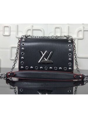 Louis Vuitton Replica Studs And Eyelets Epi Leather Twist MM bag M53520 Noir 2018