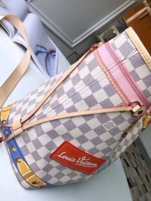 Louis Vuitton Replica Summer Trunks Damier Azur Canvas Neverfull MM Bag N41065 2018