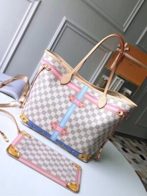 Louis Vuitton Replica Summer Trunks Damier Azur Canvas Neverfull MM Bag N41065 2018