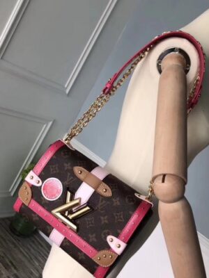 Louis Vuitton Replica Summer Trunks Monogram Canvas Twist MM Bag Fuchsia 2018