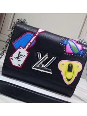 Louis Vuitton Replica Travel Stickers Epi Twist MM Bag M52699 Black 2019