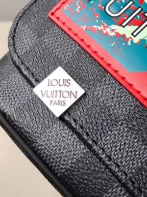 Louis Vuitton Replica Travel Stickers Patches Alps Damier Graphite Canvas District PM Messenger Bag N40040 2018