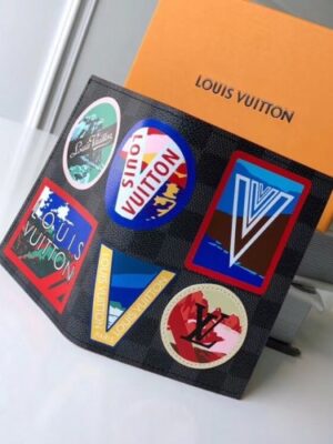 Louis Vuitton Replica Travel Stickers Patches Alps Damier Graphite Canvas Passport Cover N60154 2018