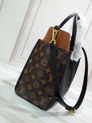 Louis Vuitton Replica Twist Calfskin and Monogram Canvas On My Side Tote Bag M53823 Black 2019