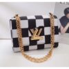 Louis Vuitton Replica Twist MM Bag in Damier Leather Black/White M50280 2018