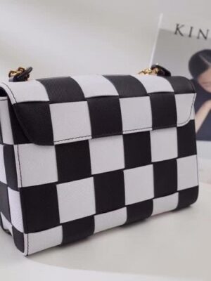 Louis Vuitton Replica Twist MM Bag in Damier Leather Black/White M50280 2018