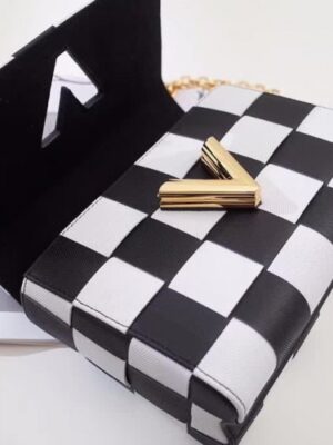 Louis Vuitton Replica Twist MM Bag in Damier Leather Black/White M50280 2018