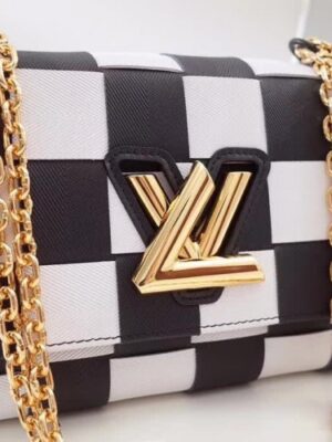 Louis Vuitton Replica Twist MM Bag in Damier Leather Black/White M50280 2018