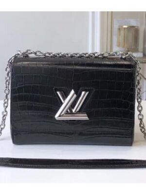 Louis Vuitton Replica Twist MM Bag in Embossed Leather M50280 Black 2018