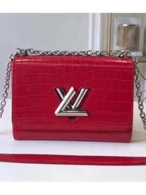 Louis Vuitton Replica Twist MM Bag in Embossed Leather M50280 Red 2018