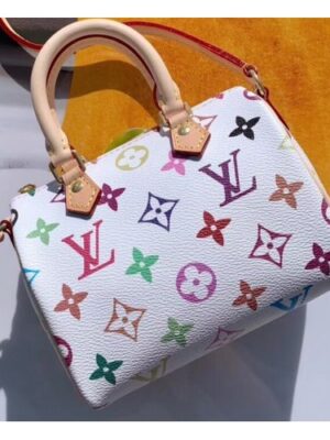Louis Vuitton Replica Vintage Monogram Canvas Nano Speedy Bag M61252 White/Multicolor