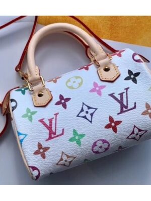 Louis Vuitton Replica Vintage Monogram Canvas Nano Speedy Turenne Bag M92645 White/Multicolor
