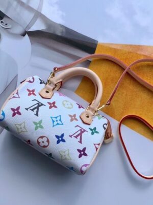 Louis Vuitton Replica Vintage Monogram Canvas Nano Speedy Turenne Bag M92645 White/Multicolor