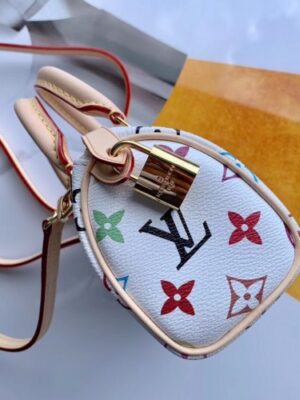 Louis Vuitton Replica Vintage Monogram Canvas Nano Speedy Turenne Bag M92645 White/Multicolor