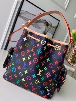 Louis Vuitton Replica Vintage Monogram Canvas NeoNoe Bag M42229 Black/Multicolor