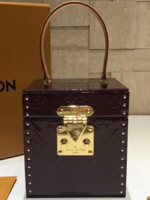 Louis Vuitton Replica Vintage Monogram Vernis Bleecker Box Top Handle Bag Burgundy 2019