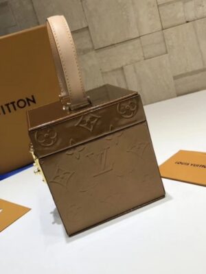 Louis Vuitton Replica Vintage Monogram Vernis Bleecker Box Top Handle Bag Caramel 2019