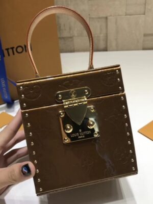 Louis Vuitton Replica Vintage Monogram Vernis Bleecker Box Top Handle Bag Caramel 2019