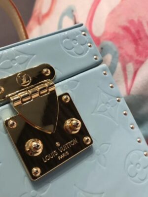 Louis Vuitton Replica Vintage Monogram Vernis Bleecker Box Top Handle Bag Sky Blue 2019