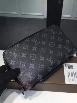 Louis Vuitton Replica iconic black and grey Monogram Eclipse canvas clutch