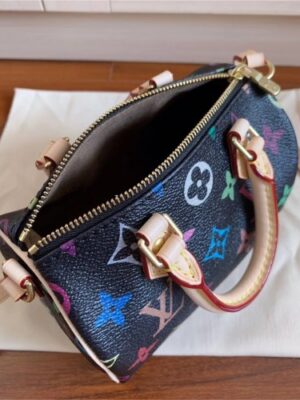 Louis Vuitton Replica mini HL speedy black multicolor monogram bag M61252