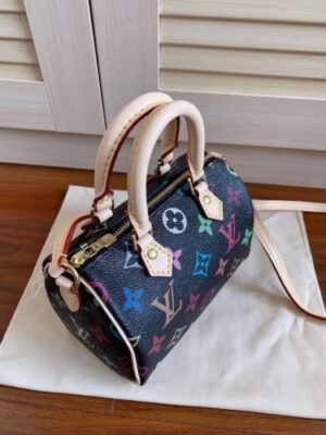 Louis Vuitton Replica mini HL speedy black multicolor monogram bag M61252