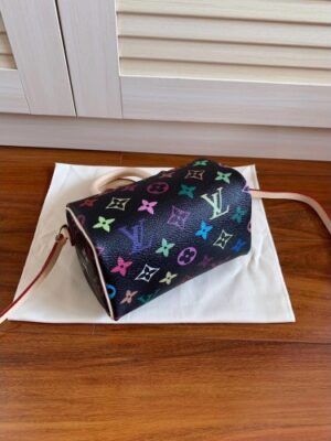 Louis Vuitton Replica mini HL speedy black multicolor monogram bag M61252