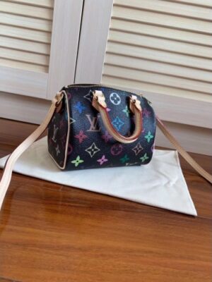 Louis Vuitton Replica mini HL speedy black multicolor monogram bag M61252