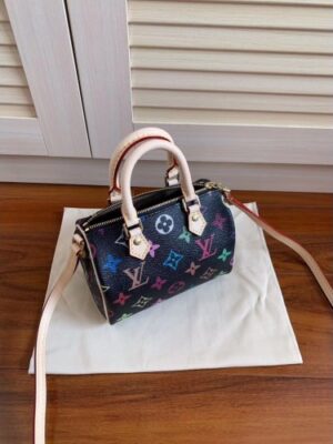 Louis Vuitton Replica mini HL speedy black multicolor monogram bag M61252