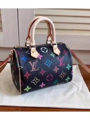 Louis Vuitton Replica mini HL speedy black multicolor monogram bag M61252